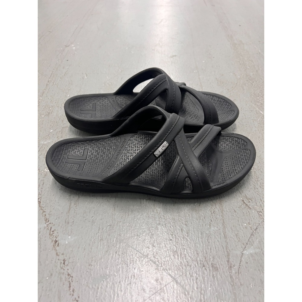 Telic Mallory Sandals Women's Midnight Black Arch Support Recovery Slides Medium